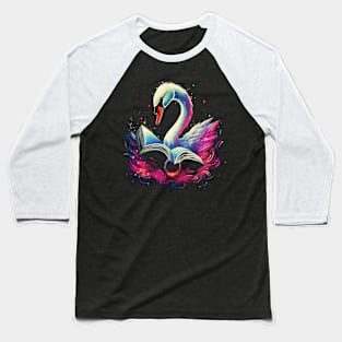 Swan Reads Book Baseball T-Shirt